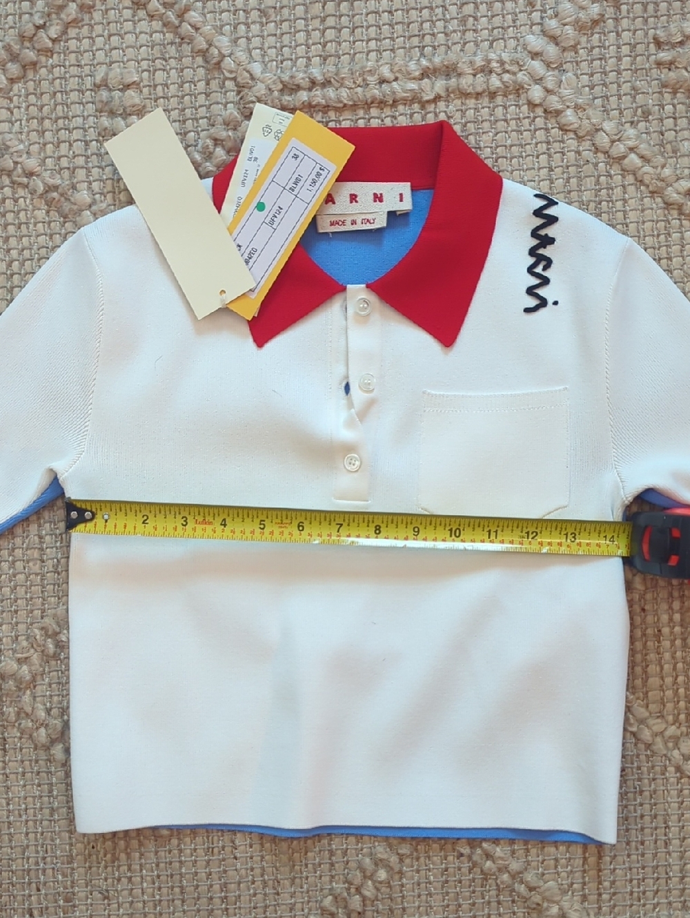 NWT Marni Technical Viscose Contrast Polo Knit Top Blue Red Size XS IT 38 - Picture 6 of 7